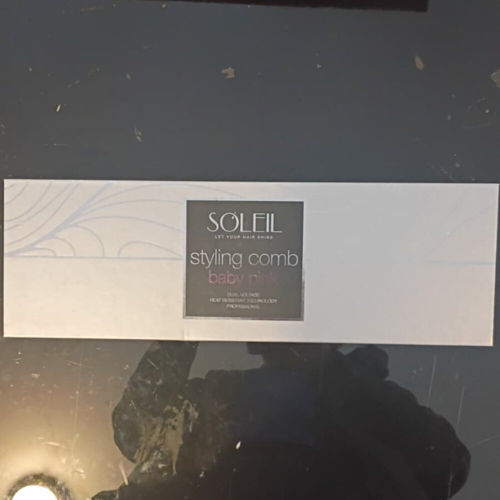 SOLEIL STYLING COMB-BABY PINK-DUAL VOLTAGE-HEAT RESISTANT TECHNOLOGY- NEW-SEALED